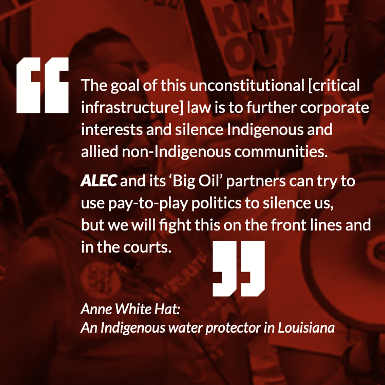 The goal of this unconstitutional [critical infrastructure] law is to further corporate interests and silence Indigenous and allied non-Indigenous communities.