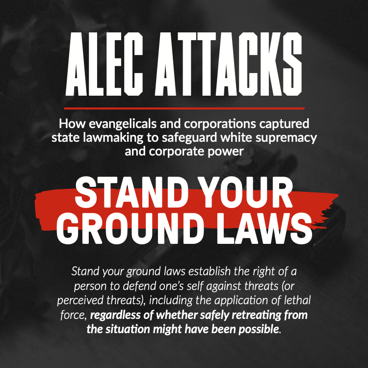 Stand your ground laws establish the right of a person to defend one’s self against threats (or perceived threats), including the application of lethal force, regardless of whether safely retreating from the situation might have been possible.